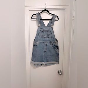 Monki Brand Denim Overall Shorts